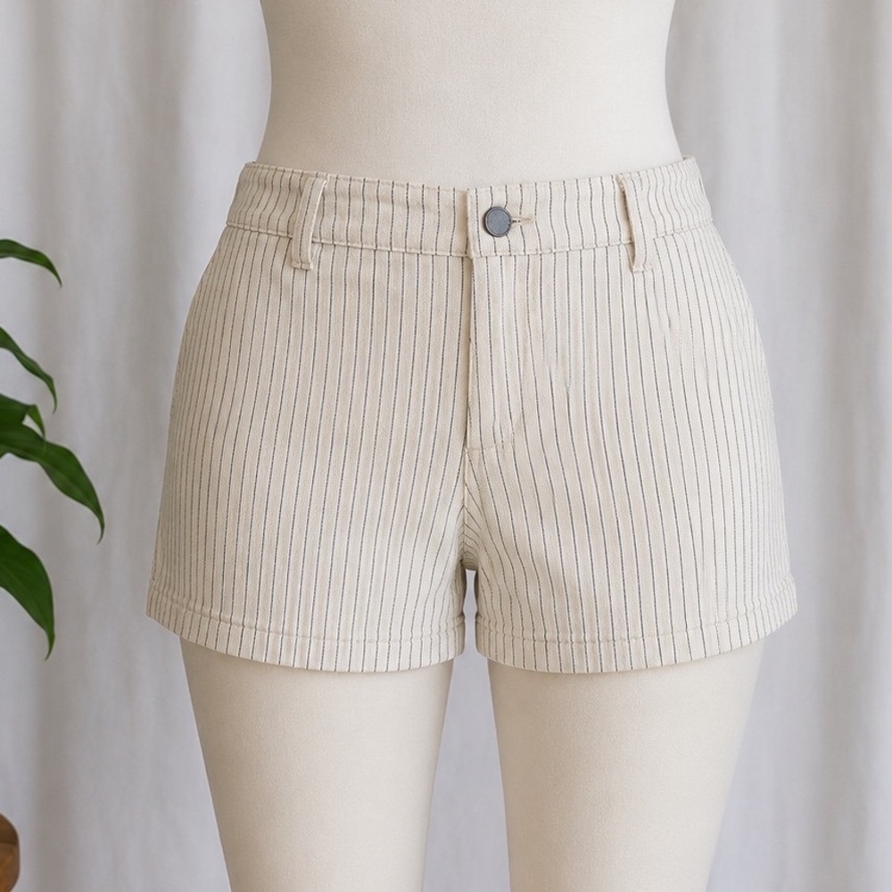 Universal Thread Cream Pinstripe Jean Shorts